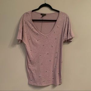 Gray t shirt with jewels on the front